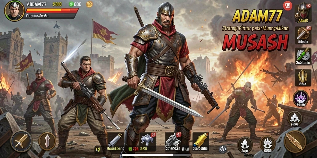 Tampilan gameplay strategi menarik ADAM77 dengan berbagai unit dan taktik.