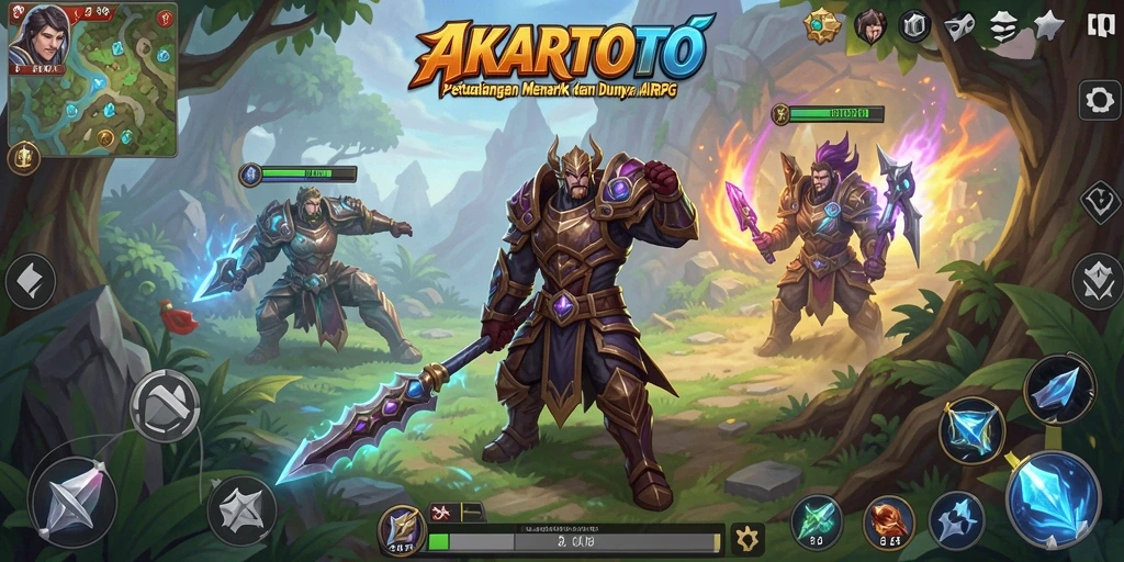 Gameplay ARPG AKARTOTO yang penuh aksi dan petualangan.