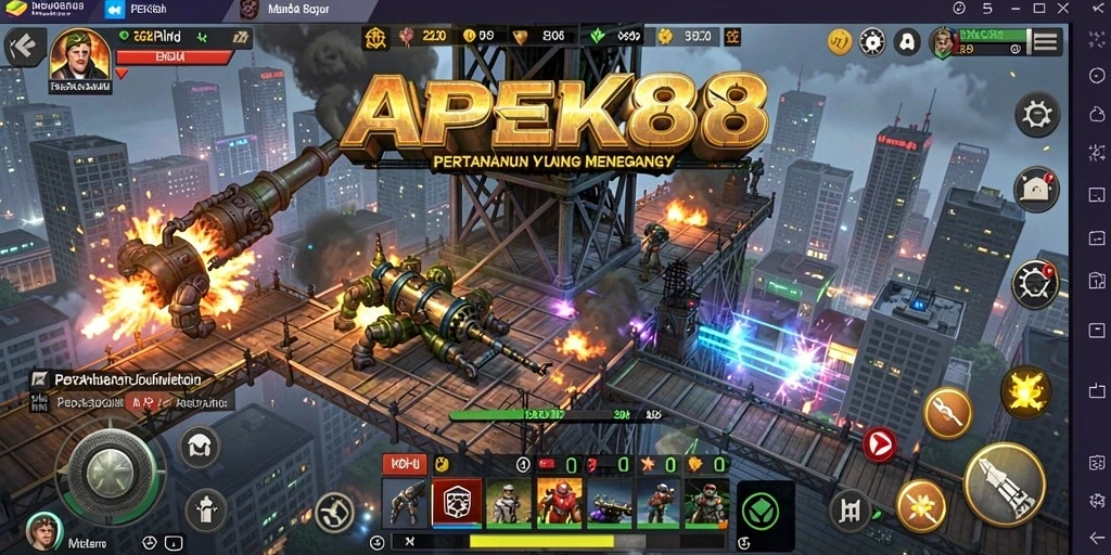 Screenshot APEK88 menunjukkan aksi pertahanan menara yang mendebarkan.