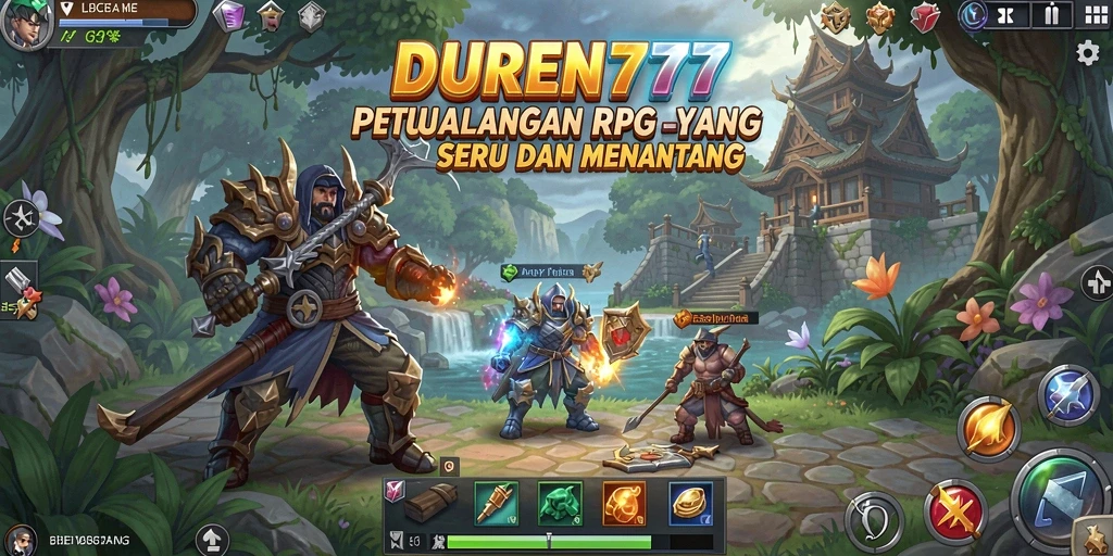 Screenshot DUREN777 menunjukkan aksi pertarungan seru dalam gameplay RPG.