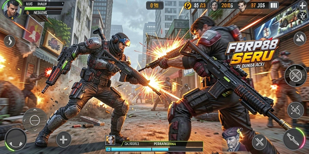 Screenshot gameplay FBRP88 yang menampilkan aksi pertarungan mendebarkan.