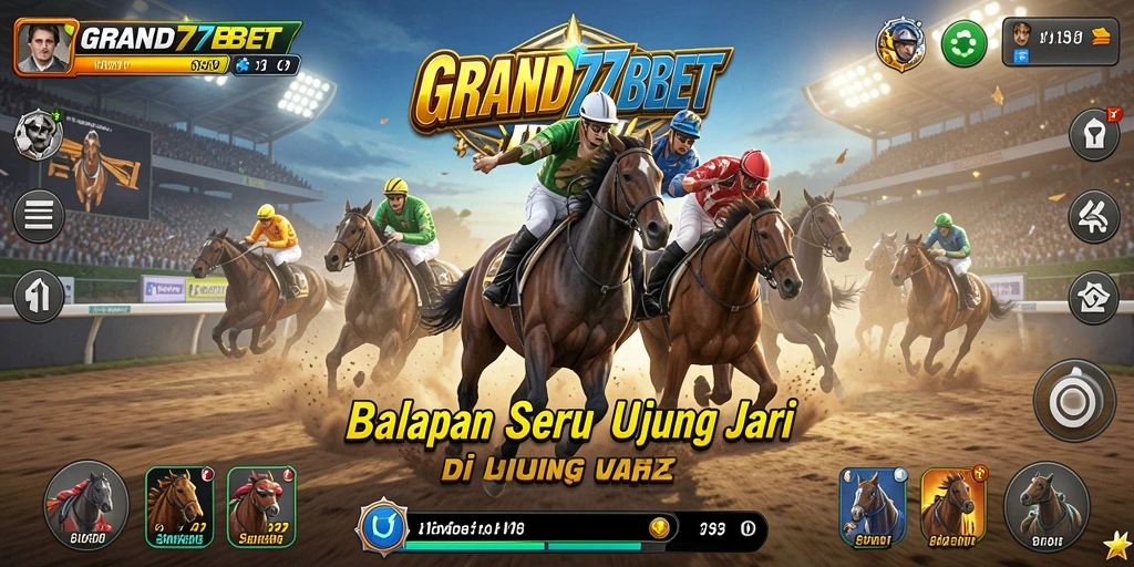 Tampilan menyenangkan dari gameplay balapan di GRAND77BET.