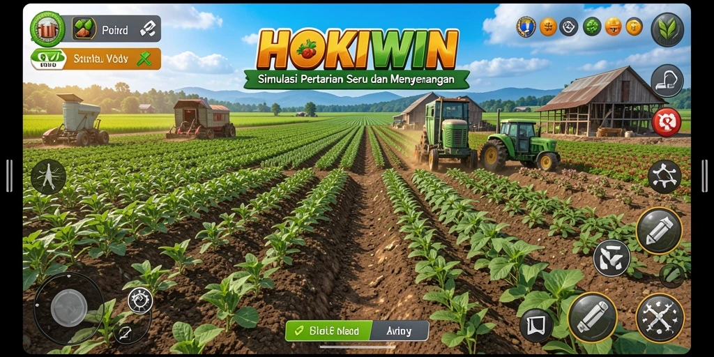 Tampilan gameplay HOKIWIN yang menarik dengan berbagai aktivitas Farming.