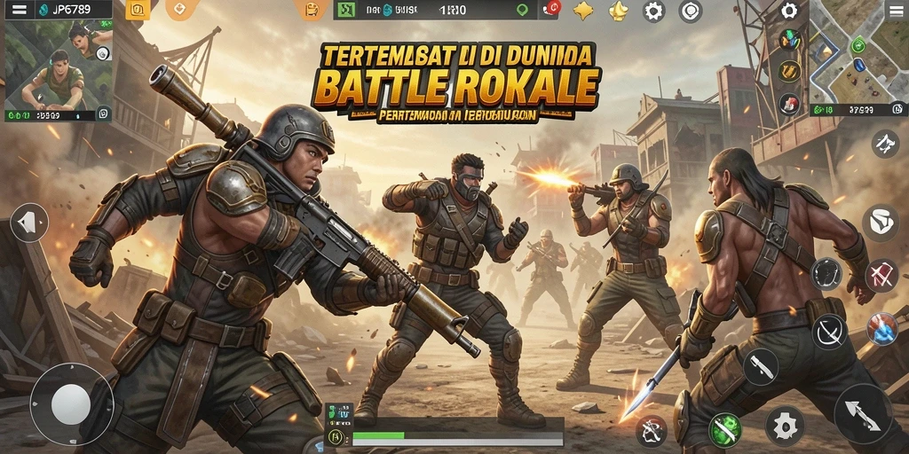 Tangkapan layar utama JP6789 menampilkan aksi seru gameplay Battle Royale.