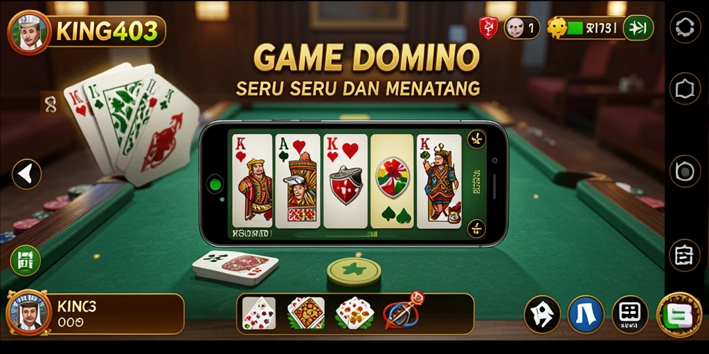 Screenshot KING403 menampilkan gameplay Domino yang menarik dan seru.