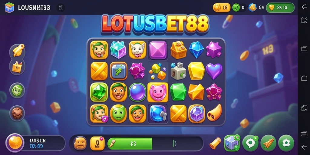 Tangkapan layar LOTUSBET88 menunjukkan gameplay seru Match-3 yang menantang.