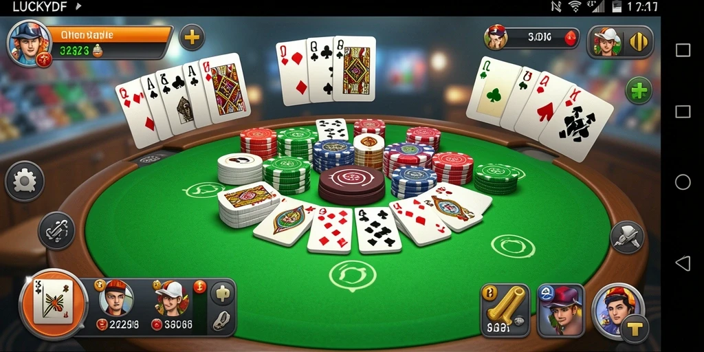 Tampilan utama gameplay Gaple LUCKYDF yang seru dan interaktif.