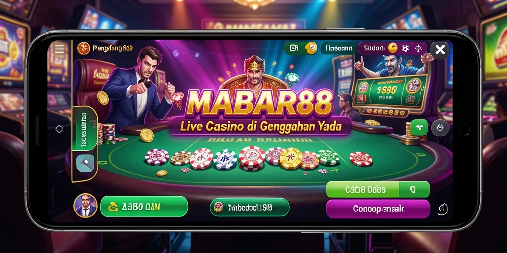Screenshot MABAR88 menampilkan dealer langsung dalam permainan kasino.