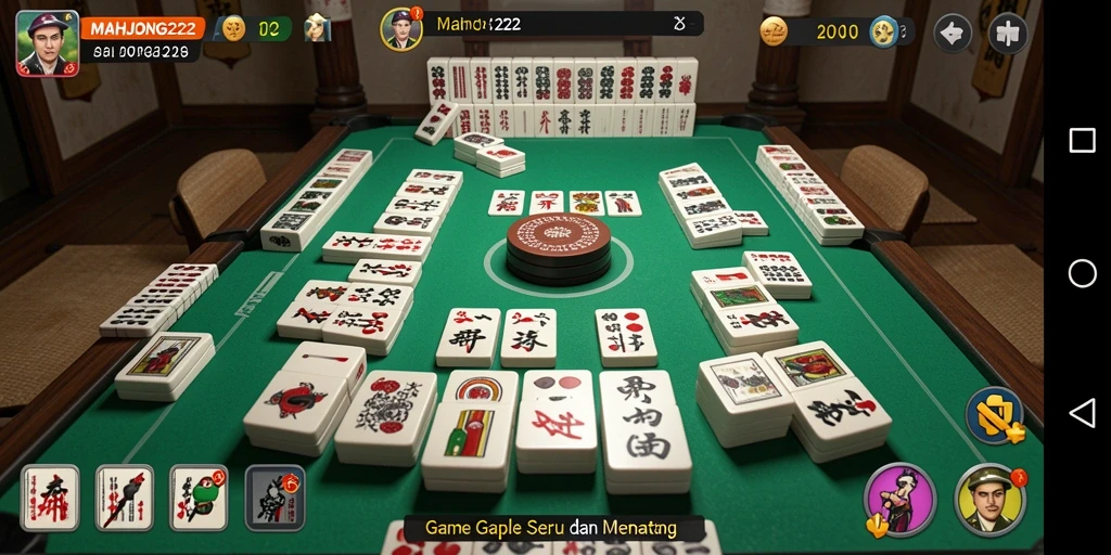 Tampilan seru dari gameplay Gaple di MAHJONG222.