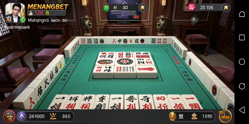 Screenshot gameplay dari <strong>MENANGBET</strong> menampilkan momen seru bermain <strong>Mahjong</strong>.
