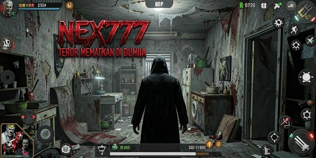 Screenshot gameplay NEX777 menunjukkan suasana Horror yang mencekam.