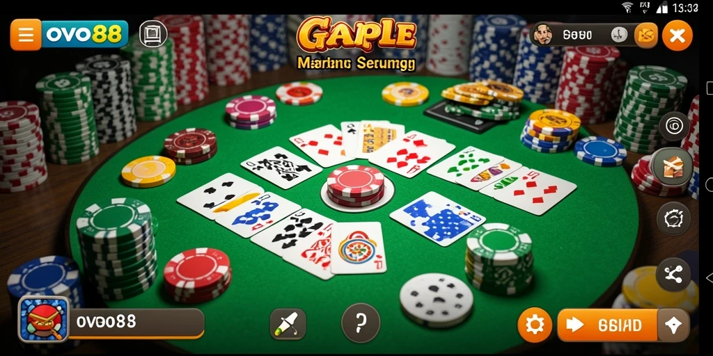 Tampilan gameplay OVO88 dengan suasana Gaple yang seru.