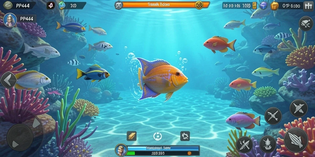 Screenshot menampilkan aksi seru dalam game Tembak Ikan.