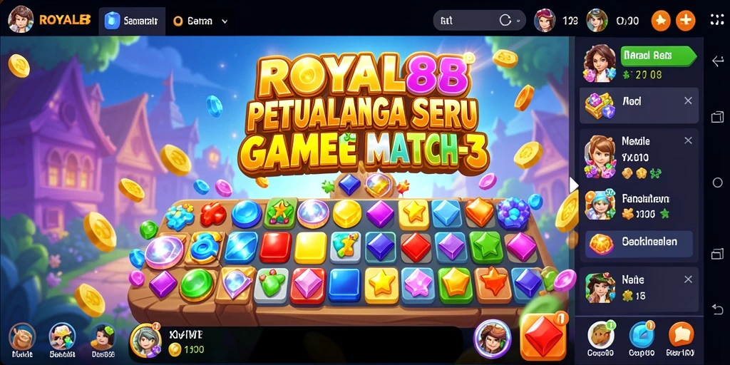 Tampilan gameplay seru saat mencocokkan tiga item atau lebih.