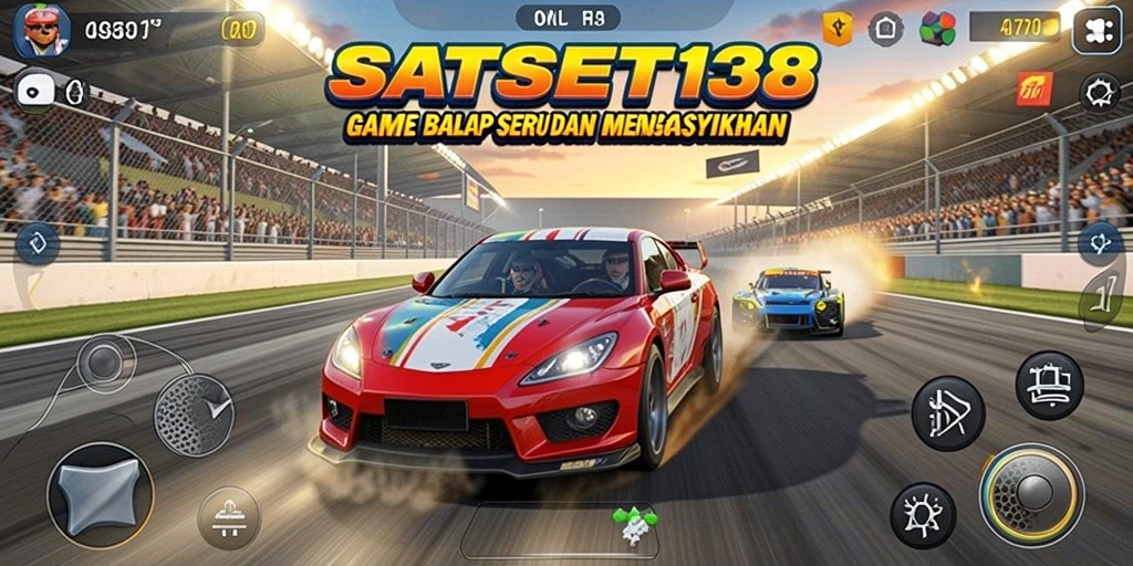 Screenshot gameplay SATSET138 dengan aksi balapan mendebarkan.