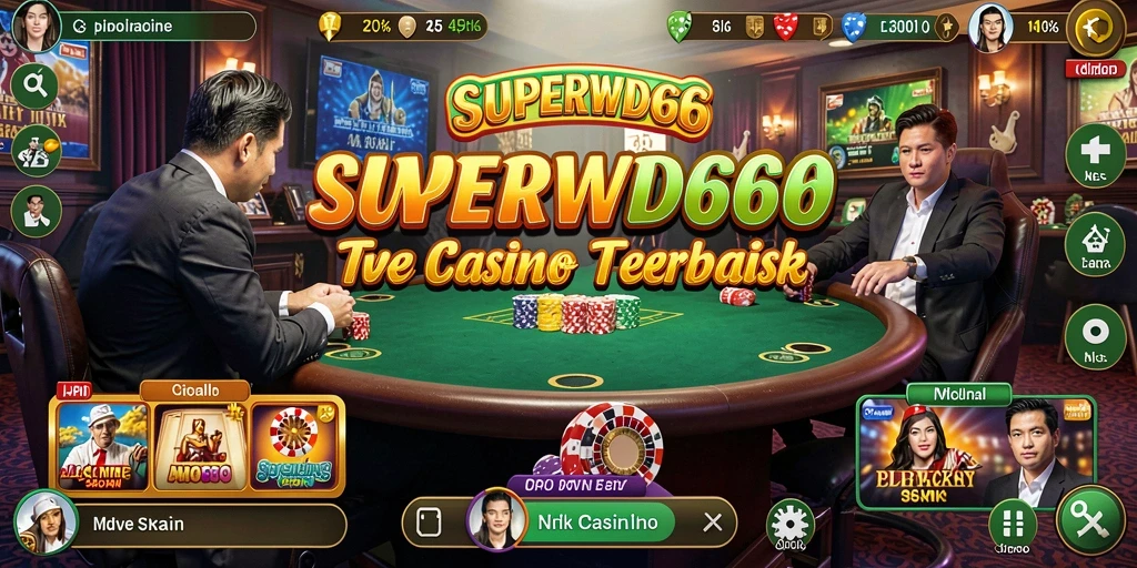 Screenshot gameplay SUPERWD666 yang menunjukkan suasana Live Casino yang mengasyikkan.