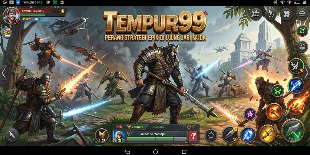 Tampilan gameplay strategis yang intens dan mendebarkan.