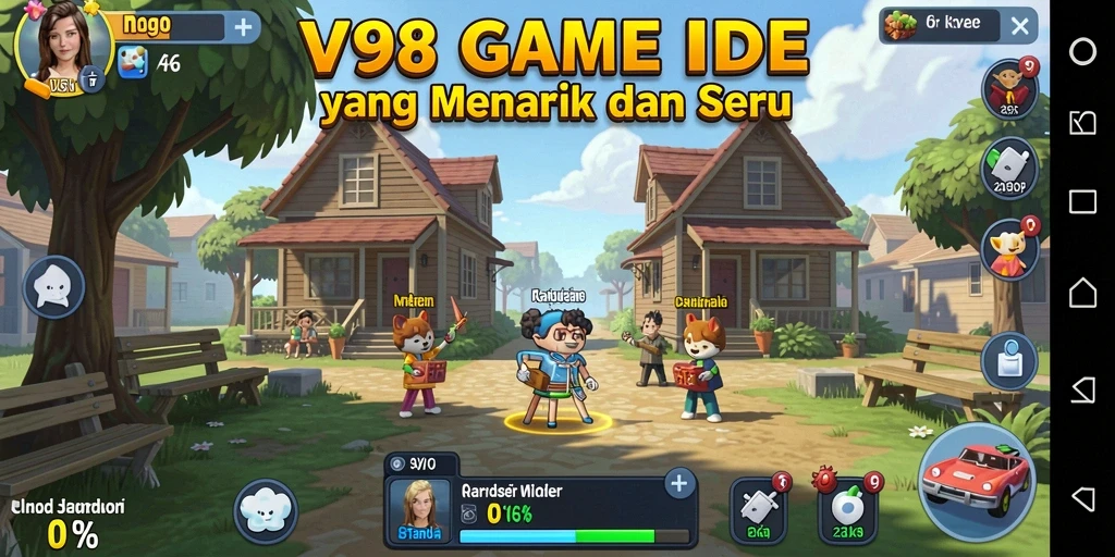 Screenshot yang menunjukkan gameplay seru V98 dengan karakter aktif.