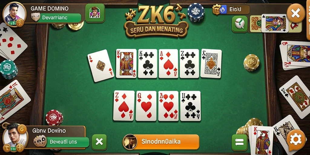 Screenshot gameplay ZK6 menampilkan pertandingan domino yang seru.