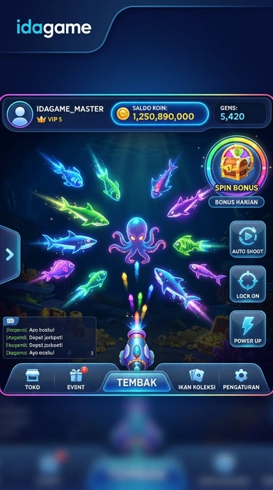 Tampilan utama aplikasi idagame yang ramah pengguna.